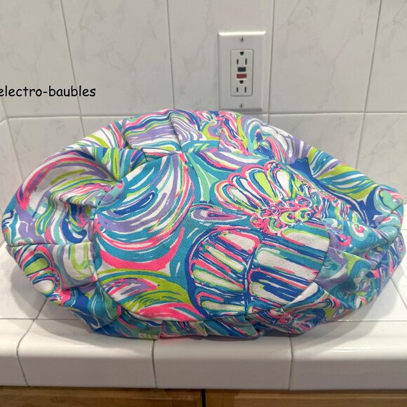 LILLY PULITZER XL Bohemian Beach Bag Pink Blue Guilty Pleasure Pattern NWT - Picture 3 of 16